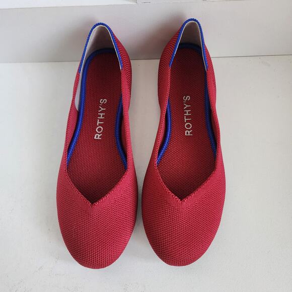 Rothy's Scooter Red The Flats Comfort Ballet Shoes Round Toe Women's Size 5 - Picture 3 of 11